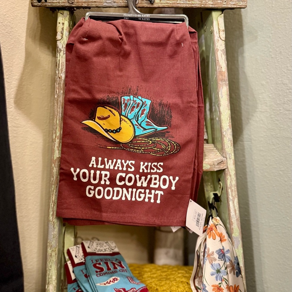 Red Cowboy Themed Kitchen Towel